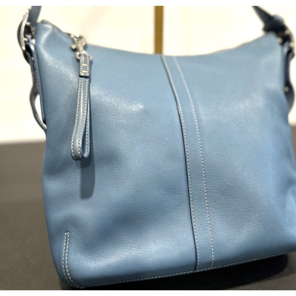 Coach 9326 Vtg Legacy Slim Duffle Slate Blue Leather Purse Bag Shoulder Strap